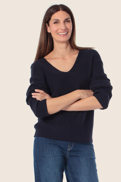 Cotton Blend V-Neck Knit