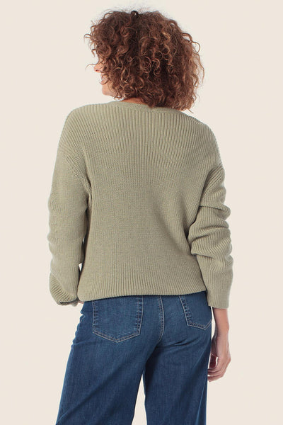 Cotton Blend V-Neck Knit