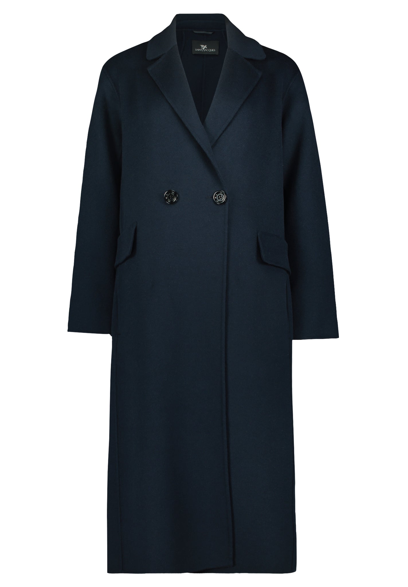 Double-Breasted Wool Blend Coat