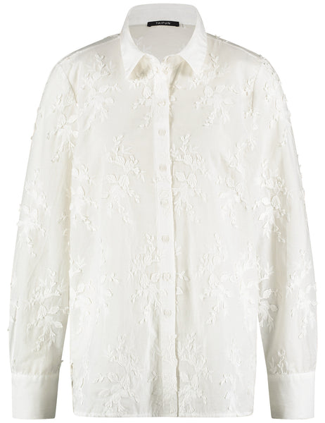 Cotton Shirt with Floral Applique