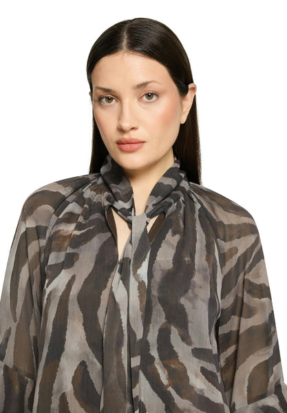 VERA MONT Animal Print Blouse with Frilled Sleeves