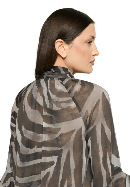 VERA MONT Animal Print Blouse with Frilled Sleeves