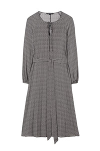 Plisse Dress with Tie Belt