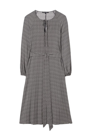 Plisse Dress with Tie Belt